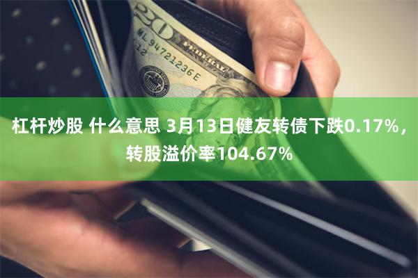 杠杆炒股 什么意思 3月13日健友转债下跌0.17%，转股溢价率104.67%